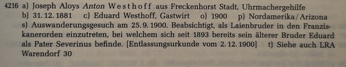 Auszug aus dem Buch, Nr. 4216 Anton Westhoff